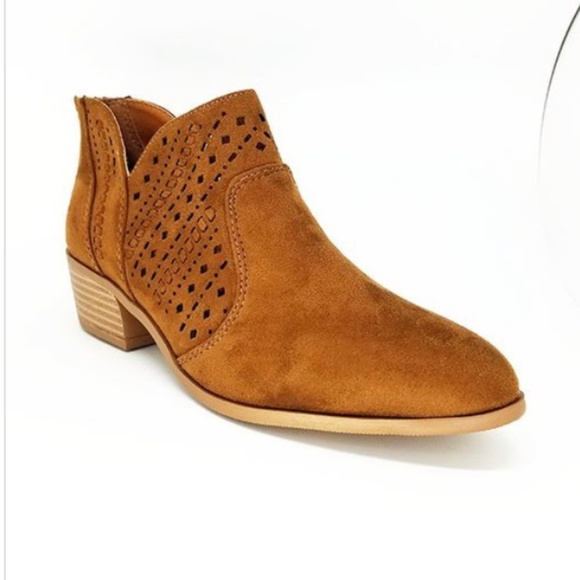 Last one  Brown Laser Cut Zip up Bootie - Picture 3 of 6